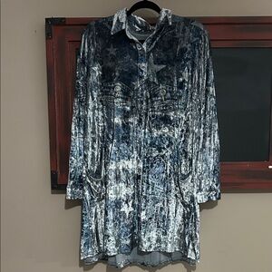 Origami Blue Star Velvet Tunic